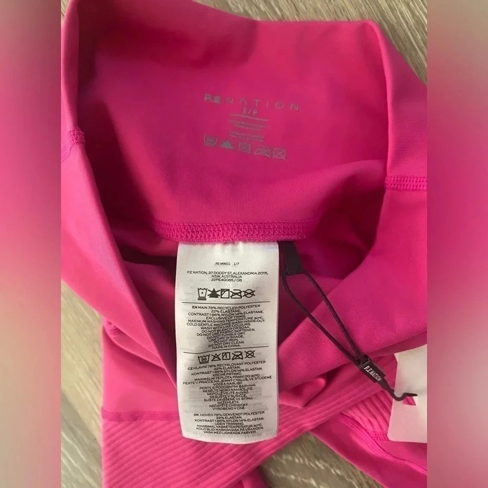 PE Nation Free Play Legging Raspberry Rose Pink Ribbed High Rise size Small NWT! - Picture 4 of 4